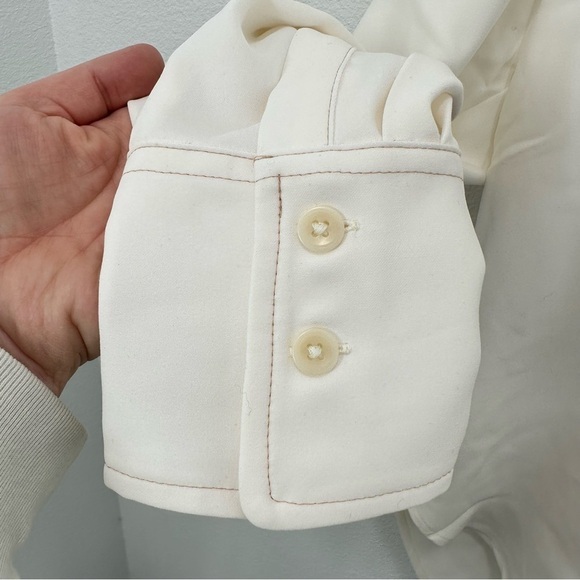 Madewell Women's Size Medium Contrast-Stitch Popover Shirt‎ Cream Classic Preppy - Picture 6 of 9